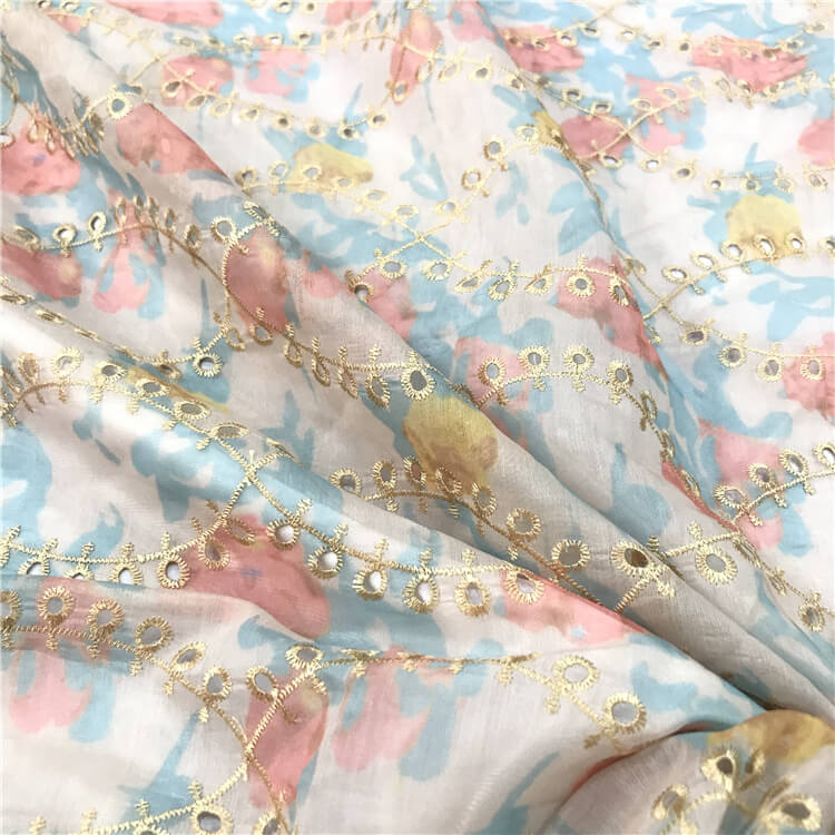 Embroidered Fabric Dress Printed Polyester for Women's Wear Wholesale 4